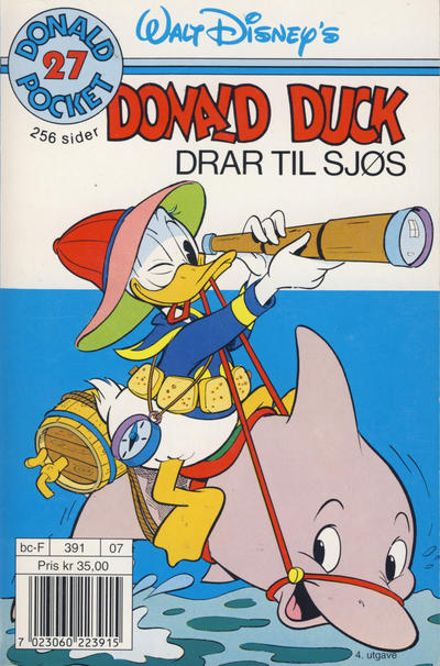 Cover for Donald Pocket (Hjemmet / Egmont, 1968 series) #27 - Donald Duck drar til sjøs [4. opplag Reutsendelse 391 07]