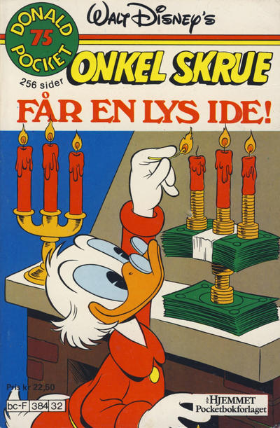 Cover for Donald Pocket (Hjemmet / Egmont, 1968 series) #75 - Onkel Skrue får en lys ide! [1. opplag Reutsendelse 384 32]