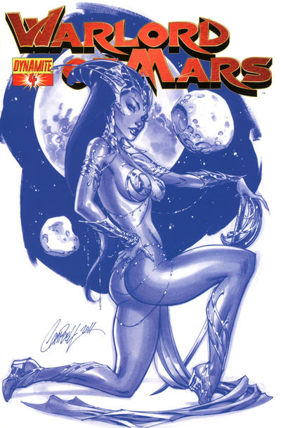 Cover for Warlord of Mars (Dynamite Entertainment, 2010 series) #4 [Blue Retailer Incentive Cover J. Scott Campbell]
