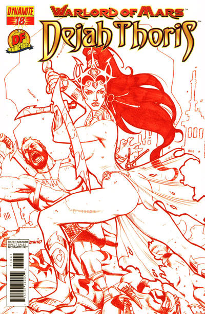 Cover for Warlord of Mars: Dejah Thoris (Dynamite Entertainment, 2011 series) #18 [Lui Antonio Risque Red Dynamic Forces Variant]