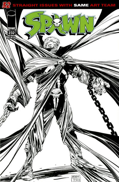 Cover for Spawn (Image, 1992 series) #232 [Black & White Variant Cover by Todd McFarlane]