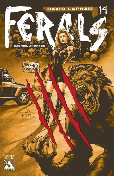 Cover for Ferals (Avatar Press, 2012 series) #14 [Slashed Edition Variant Cover by Gabriel Andrade]