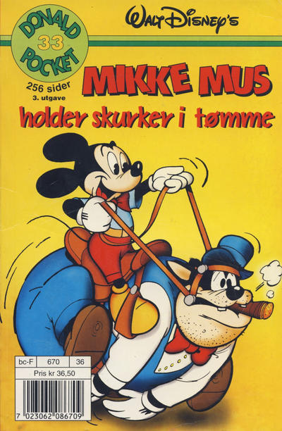 Cover for Donald Pocket (Hjemmet / Egmont, 1968 series) #33 - Mikke Mus holder skurker i tømme [3. opplag]