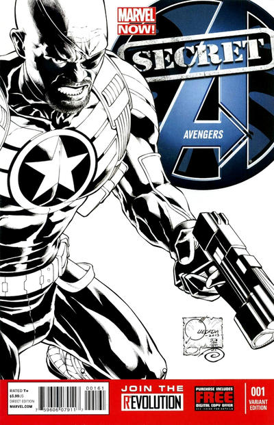 Cover for Secret Avengers (Marvel, 2013 series) #1 [Black & White Variant Cover by Joe Quesada]