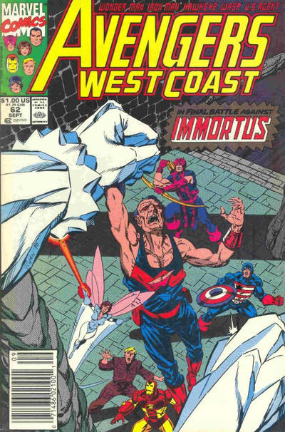 Cover for Avengers West Coast (Marvel, 1989 series) #62 [Newsstand]