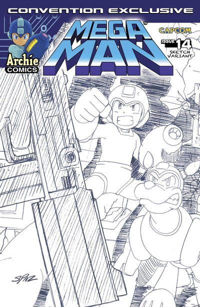Cover for Mega Man (Archie, 2011 series) #14 [2012 SDCC Exclusive Sketch Variant by Patrick Spaziante]
