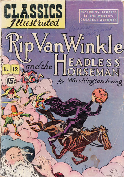 Cover for Classics Illustrated (Gilberton, 1947 series) #12 [HRN 118] - Rip Van Winkle and the Headless Horseman