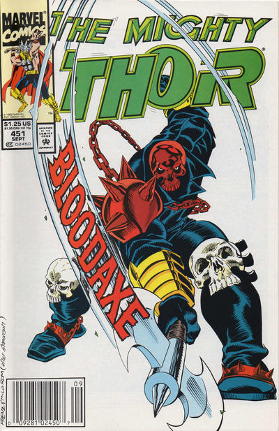 Cover for Thor (Marvel, 1966 series) #451 [Newsstand]