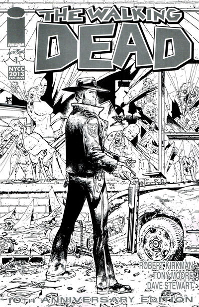 Cover for The Walking Dead #1 10th Anniversary Edition (Image, 2013 series) #1 [10th Anniversary Black & White New York Comic Con Exclusive by Tony Moore]