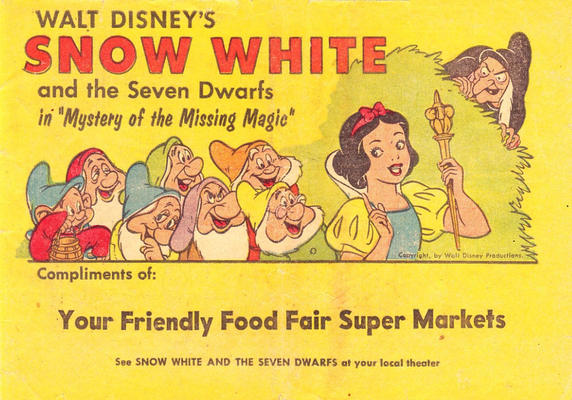 Cover for Snow White & the Seven Dwarfs in "Mystery of the Missing Magic" (Western, 1958 series) #[nn] [Food Fair Super Markets Variant]