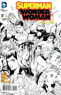 Cover Thumbnail for Superman / Wonder Woman (DC, 2013 series) #1 [Tony S. Daniel / Matt Banning Black & White Cover]
