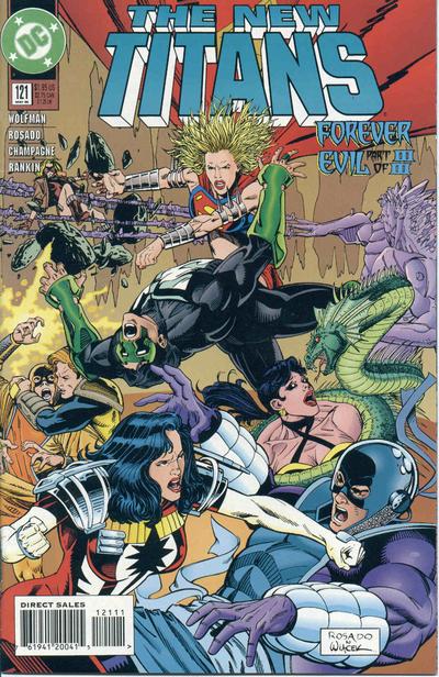 Cover for The New Titans (DC, 1988 series) #121 [Corrected First Printing - Green DC Logo]