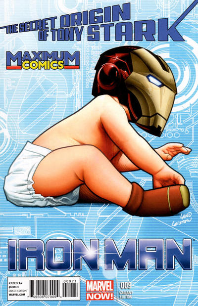 Cover for Iron Man (Marvel, 2013 series) #9 [Maximum Comics Exclusive Variant by Greg Land]