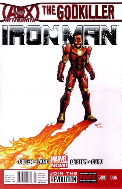 Cover for Iron Man (Marvel, 2013 series) #6 [Newsstand Edition by Greg Land]