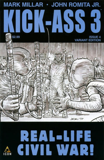 Cover for Kick-Ass 3 (Marvel, 2013 series) #4 [Variant Sketch Cover by John Romita, Jr.]