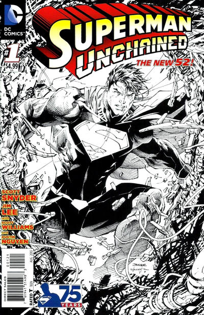 Cover for Superman Unchained (DC, 2013 series) #1 [Jim Lee / Scott Williams Black & White Cover]