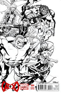 Cover Thumbnail for A+X (Marvel, 2012 series) #4 [Black & White Variant Cover by Ed McGuinness]