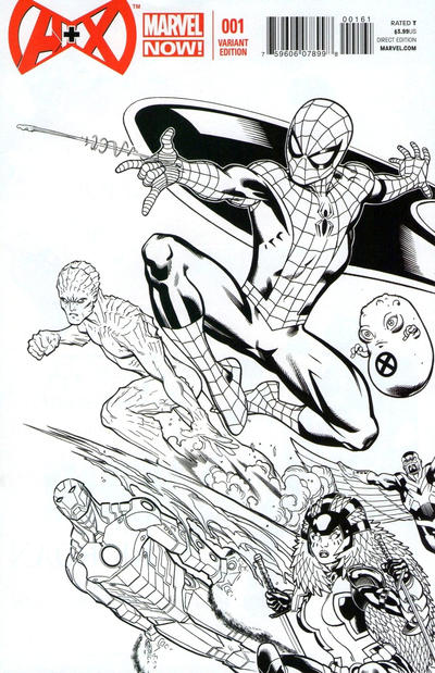 Cover for A+X (Marvel, 2012 series) #1 [Black & White Variant Cover by Ed McGuinness]