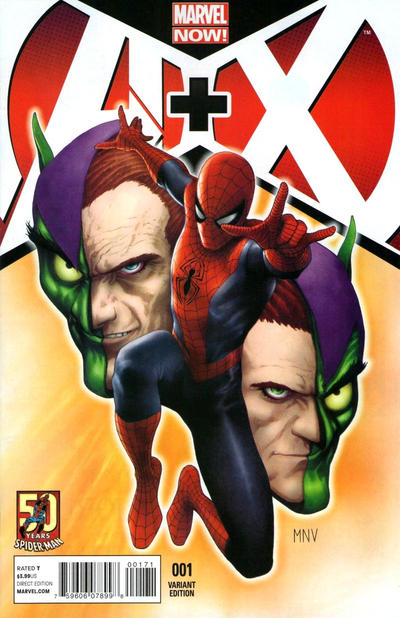 Cover for A+X (Marvel, 2012 series) #1 [Spider-Man 50th Anniversary Variant Cover by Steve McNiven]