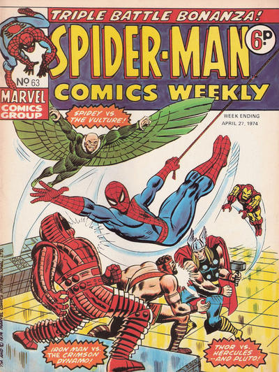 Cover for Spider-Man Comics Weekly (Marvel UK, 1973 series) #63