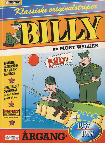 Cover for Billy Klassiske originalstriper (Semic, 1989 series) #1957/58 [2. opplag]