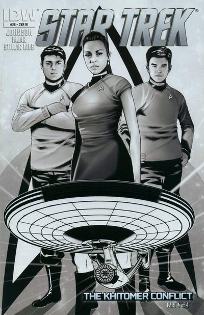 Cover for Star Trek (IDW, 2011 series) #28 [Cover RI - Black & White Variant by Erfan Fajar]