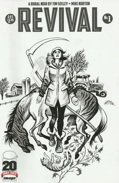 Cover for Revival (Image, 2012 series) #1 [CBLDF Black & White Variant Cover by Craig Thompson]