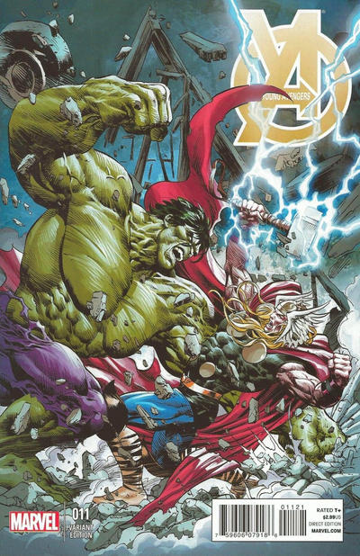 Cover for Young Avengers (Marvel, 2013 series) #11 [Thor Battle Variant Cover by Mike Deodato]