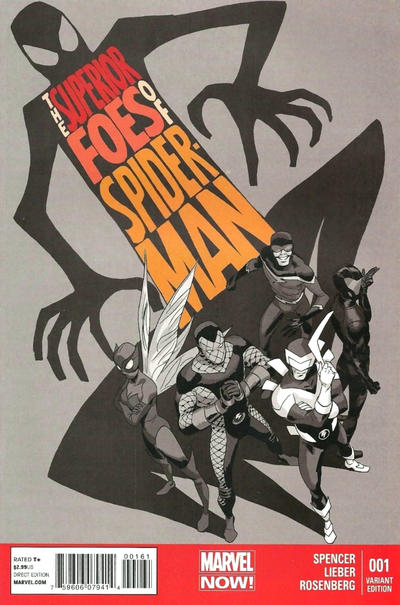 Cover for The Superior Foes of Spider-Man (Marvel, 2013 series) #1 [Variant Edition - MRRC Black and White - Marcos Martin Cover]