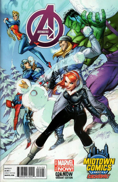 Cover for Avengers (Marvel, 2013 series) #24.NOW [Midtown Comics Variant Cover by J. Scott Campbell]
