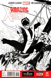 Cover Thumbnail for Amazing X-Men (Marvel, 2014 series) #1 [Black & White Wraparound Variant by Ed McGuinness]