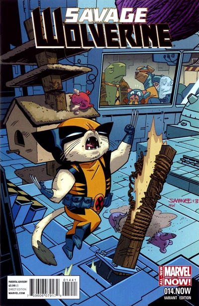 Cover for Savage Wolverine (Marvel, 2013 series) #14 [Chris Samnee Animals Variant]