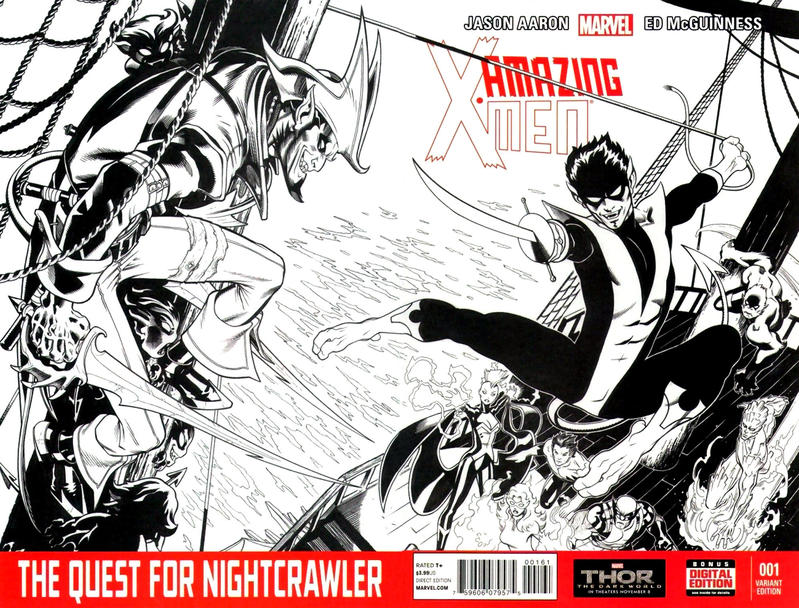 Cover for Amazing X-Men (Marvel, 2014 series) #1 [Black & White Wraparound Variant by Ed McGuinness]