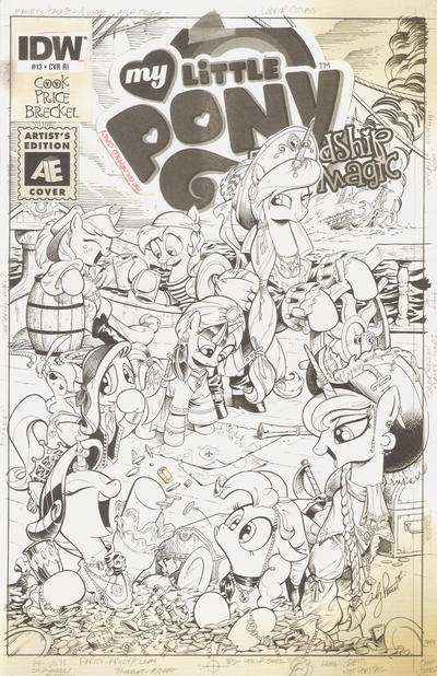Cover for My Little Pony: Friendship Is Magic (IDW, 2012 series) #13 [Cover RI - Andy Price Artist's Edition Black and White]