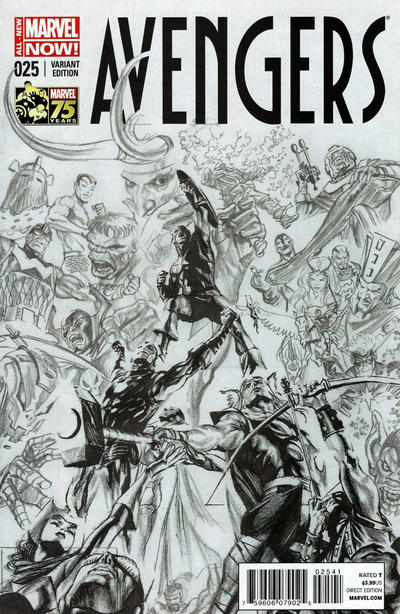 Cover for Avengers (Marvel, 2013 series) #25 [Marvel's 75th Anniversary Alex Ross Sketch Variant]