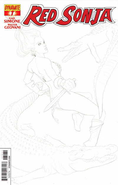 Cover for Red Sonja (Dynamite Entertainment, 2013 series) #7 [Jenny Frison Black & White Variant Cover]
