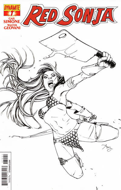 Cover for Red Sonja (Dynamite Entertainment, 2013 series) #7 [Amy Reeder Black & White Variant Cover]