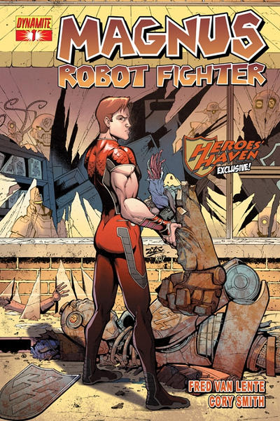 Cover for Magnus Robot Fighter (Dynamite Entertainment, 2014 series) #1 [Heroes' Haven Exclusive Cover - Ozzy Fernandez]