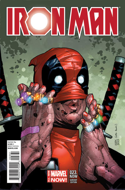 Cover for Iron Man (Marvel, 2013 series) #23.NOW [Leonard Kirk Deadpool Variant]