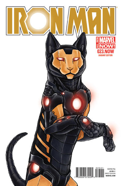 Cover for Iron Man (Marvel, 2013 series) #23.NOW [Jennifer Parks Marvel Animals Variant]