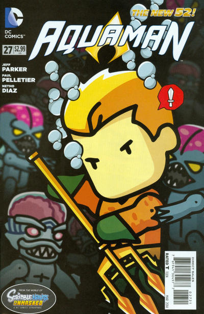 Cover for Aquaman (DC, 2011 series) #27 [Scribblenauts Unmasked Cover]