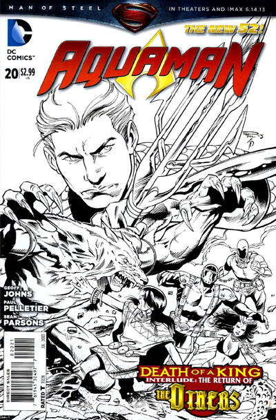 Cover for Aquaman (DC, 2011 series) #20 [Paul Pelletier / Sean Parsons Black & White Cover]
