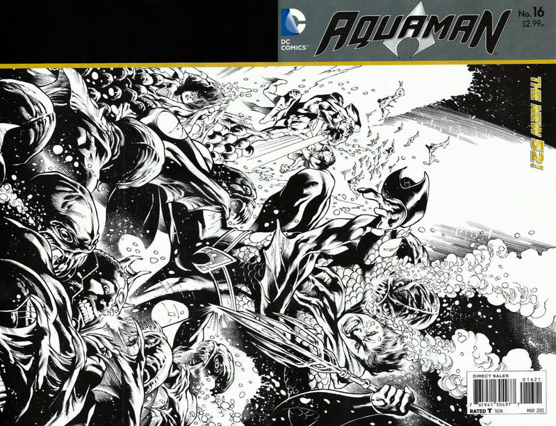 Cover for Aquaman (DC, 2011 series) #16 [Eddy Barrows / Eber Ferreira Black & White Wraparound Cover]