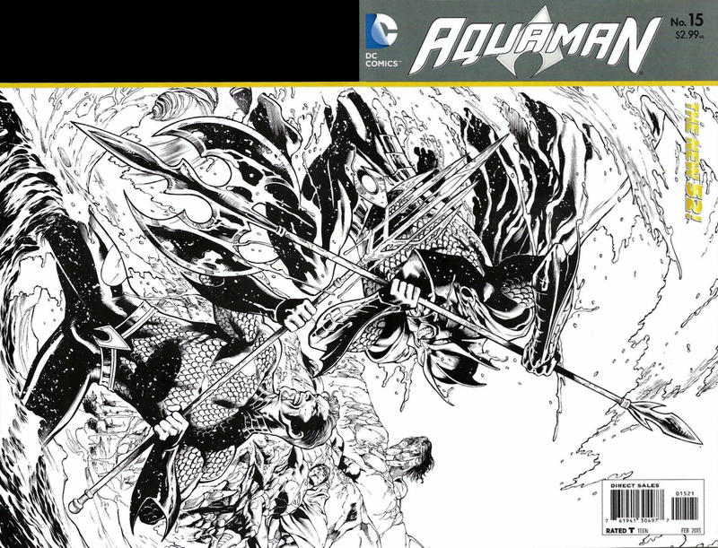 Cover for Aquaman (DC, 2011 series) #15 [Eddy Barrows / Eber Ferreira Black & White Wraparound Cover]