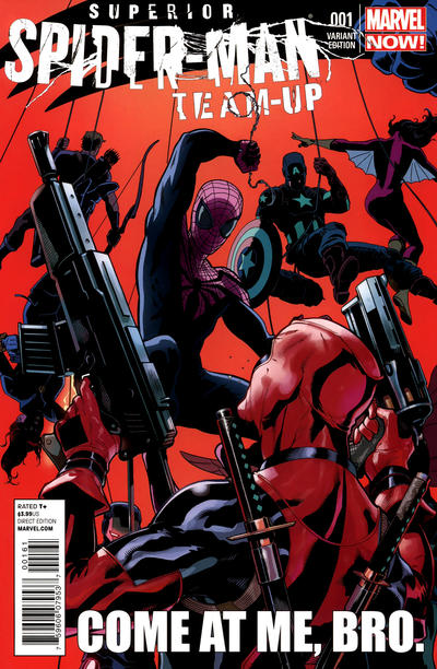 Cover for Superior Spider-Man Team-Up (Marvel, 2013 series) #1 [Variant Edition - Deadpool - Paolo Rivera/Terry Dodson Cover]