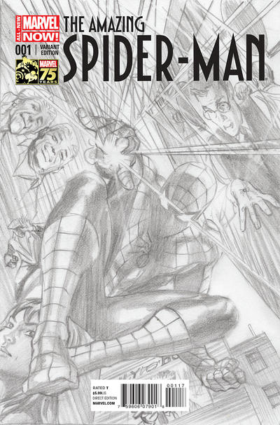 Cover for The Amazing Spider-Man (Marvel, 2014 series) #1 [Variant Edition - Marvel 75 Years - Alex Ross Sketch Cover]