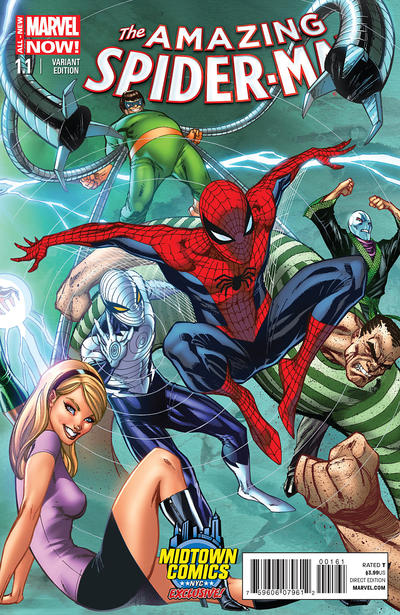 Cover for The Amazing Spider-Man (Marvel, 2014 series) #1.1 [Variant Edition - Midtown Comics Exclusive! - J. Scott Campbell Connecting Cover]