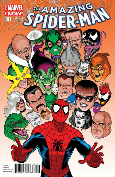Cover for The Amazing Spider-Man (Marvel, 2014 series) #1 [Variant Edition - ‘Brave New World’ & ‘Laughing Ogre’ Exclusive - Kevin Maguire Cover]