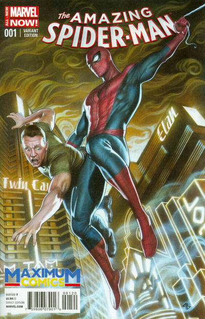 Cover for The Amazing Spider-Man (Marvel, 2014 series) #1 [Variant Edition - Maximum Comics Exclusive - Adi Granov Cover]