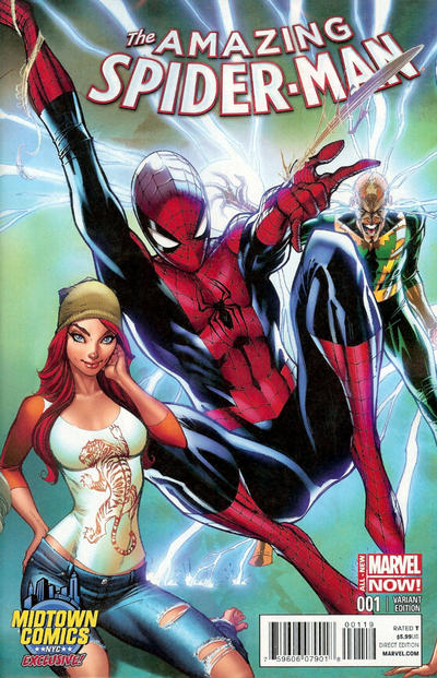 Cover for The Amazing Spider-Man (Marvel, 2014 series) #1 [Variant Edition - Midtown Comics Exclusive! - J. Scott Campbell Connecting Cover]